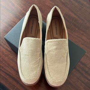 Lucky Brand Cream Loafers with Textured Design